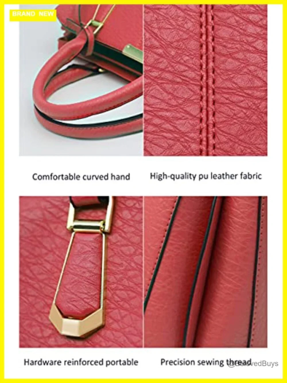 Faux Leather Satchel Purse Tote Bag with Shoulder Strap for Women Work